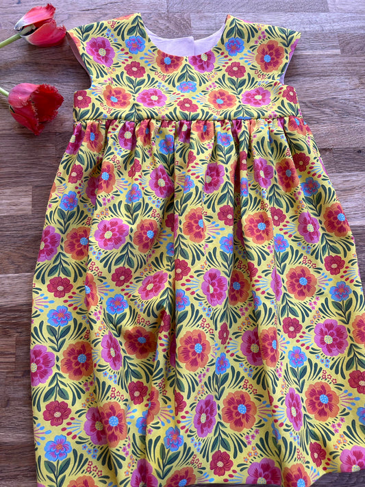 Yellow and Pink Flowers Dress (SAMPLE) Size 6