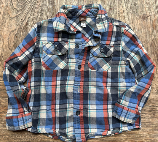 Blue Plaid Shirt (Pre-Loved) Size 3t - Tea Collection