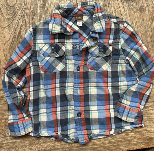Blue Plaid Shirt (Pre-Loved) Size 3t - Tea Collection