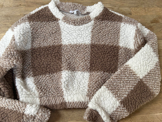 Cropped Plaid Light Fleece Sweater (Pre-Loved) Size Adult Small