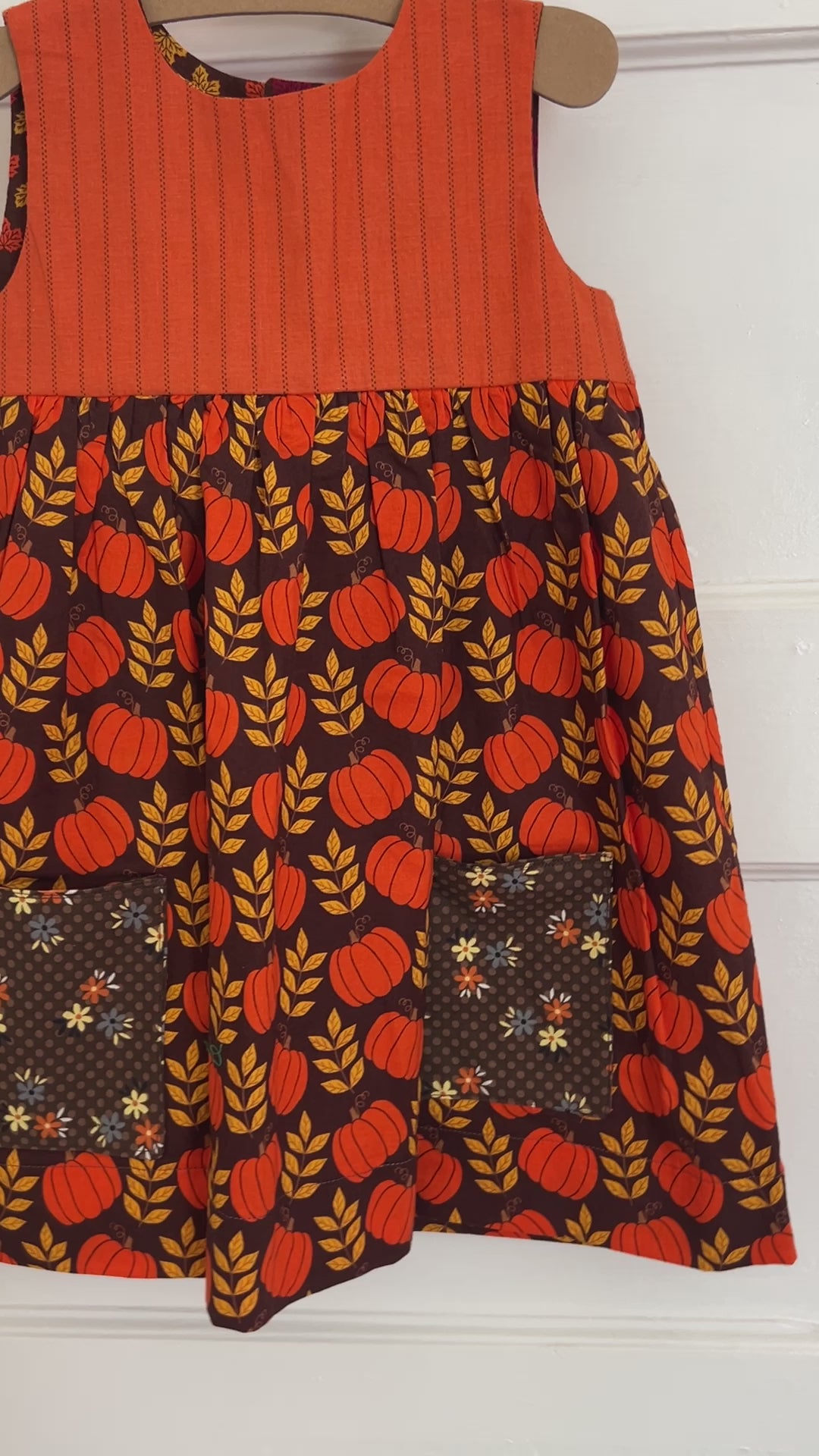 Handmade 4T Pumpkin Dress – Fall Harvest Toddler Dress with Pockets