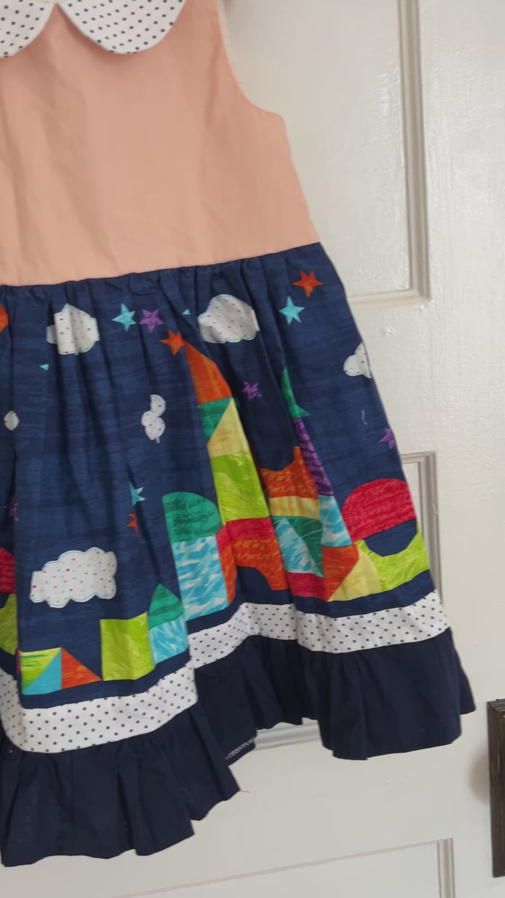 Size 4/5t Super Twirly Blue Blocks Dress (NEW) Ready to Ship