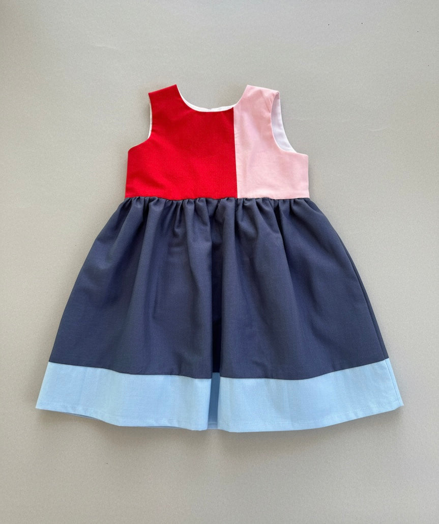 red and blue dress Ladies Retro Mod Vintage White 18 / Red playful stripes and an easy Royal Blue Red Long Prom