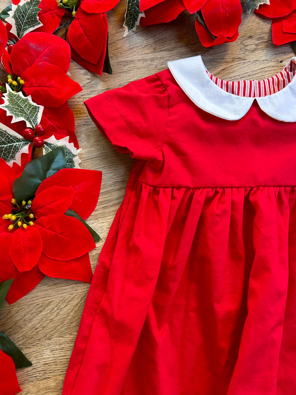 Red Dress with Peter Pan Collar (MADE TO ORDER)