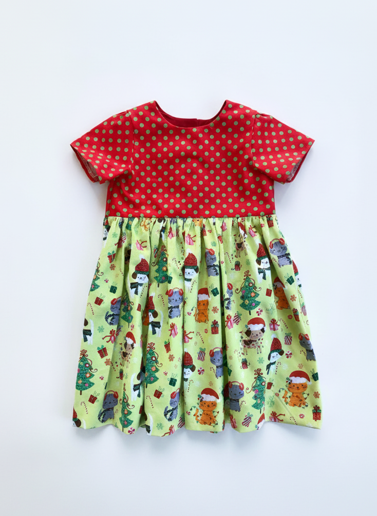 Red, Polka Dot Holiday Puppies & Kitties Dress (NEW) Size 2/3t