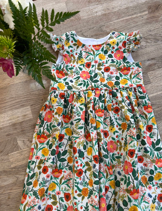 Strawberries in the Garden Dress with Flutter Sleeves (MADE TO ORDER)