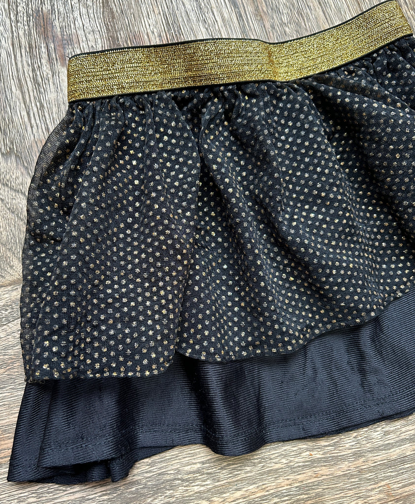 Black and Gold Tiered Skirt