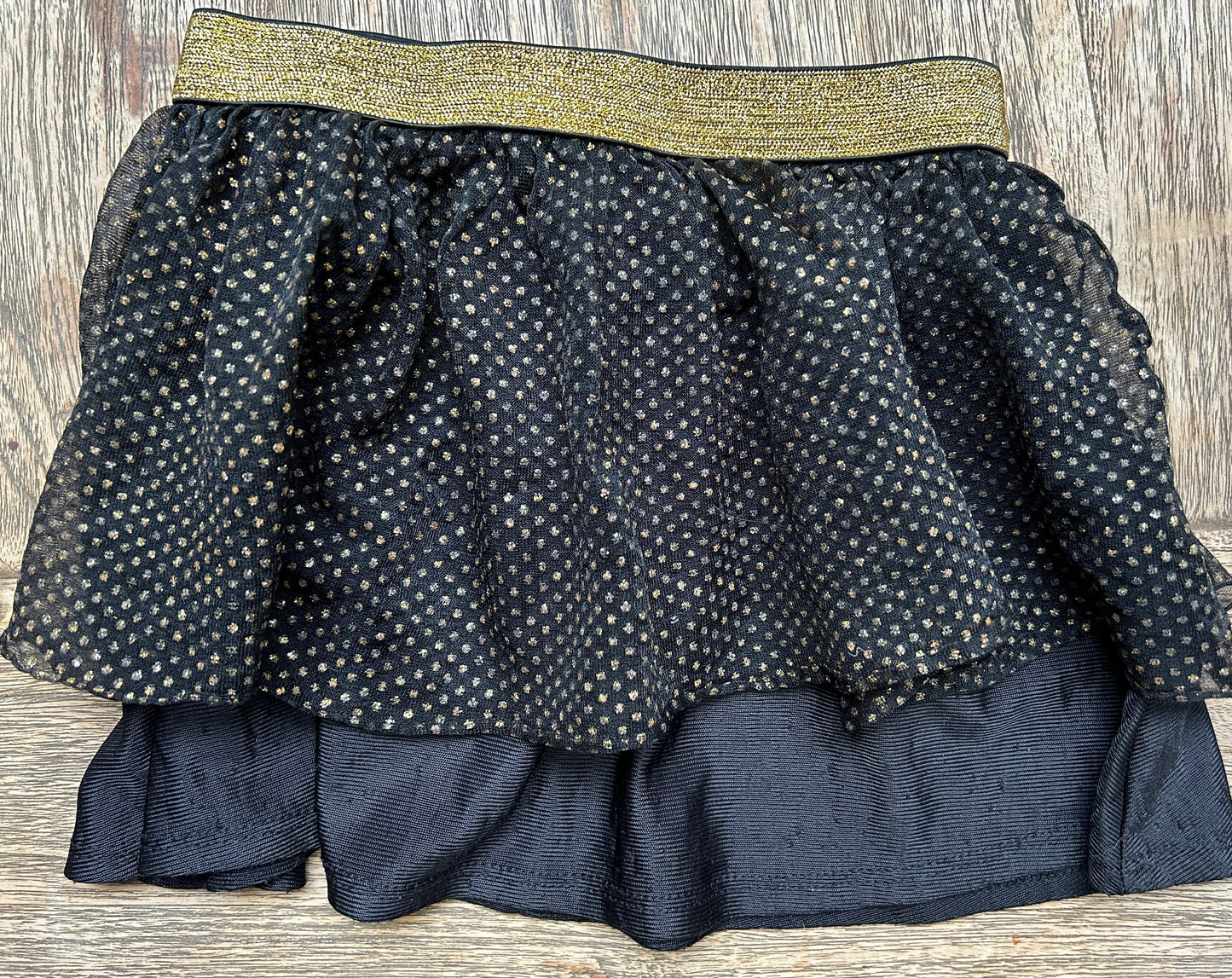 Black and Gold Tiered Skirt (Pre-Loved) Size 4t - Celebrate! Halloween