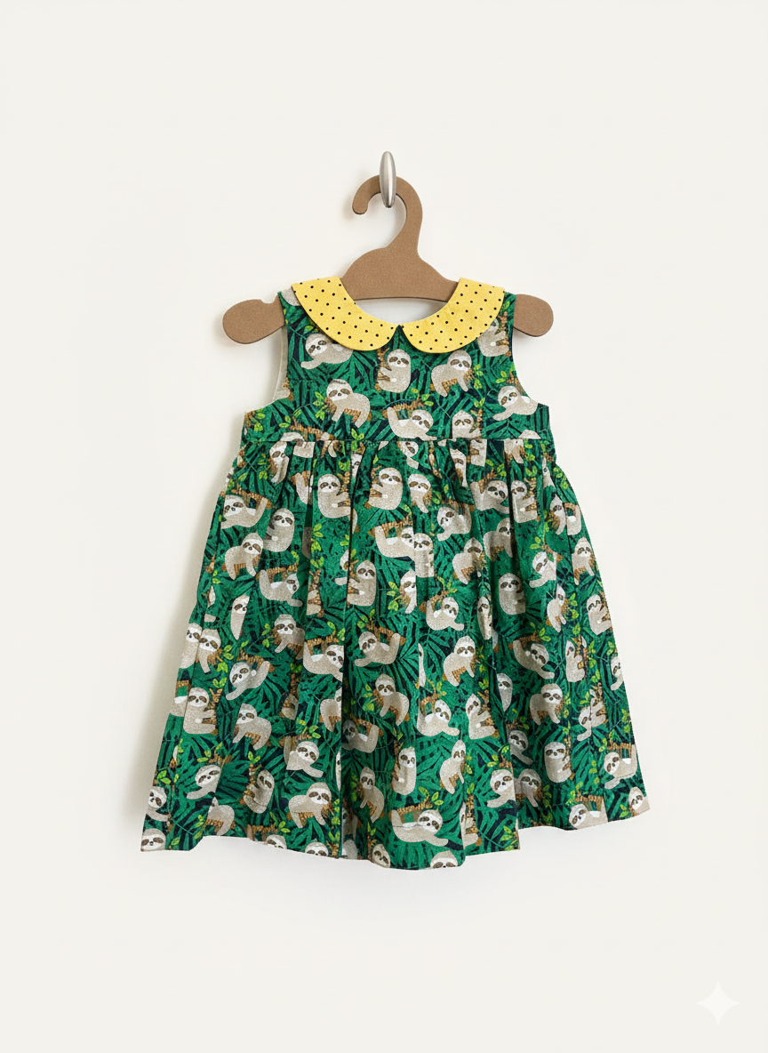 Happy Sloths Dress (sample) Size 2t