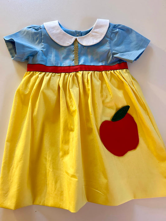 Yellow & Blue Snow White Inspired Dress with Apple Pocket (SAMPLE) Size 3t