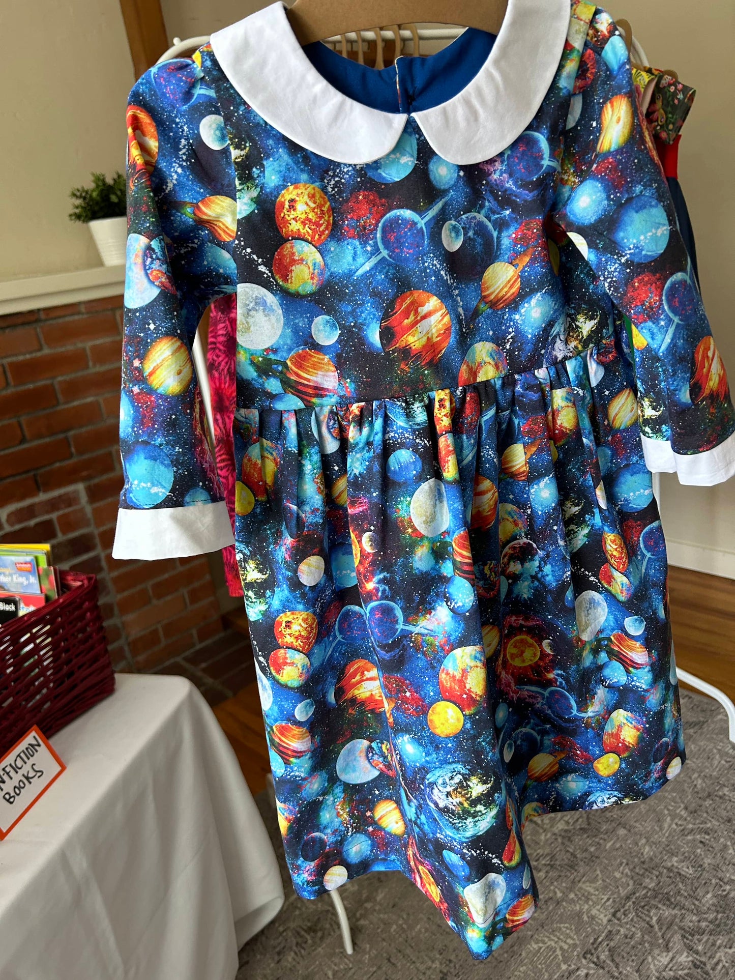 Blue Galaxy Dress with Peter Pan Collar - Ms. Frizzle - Magic School Bus Inspired Dress