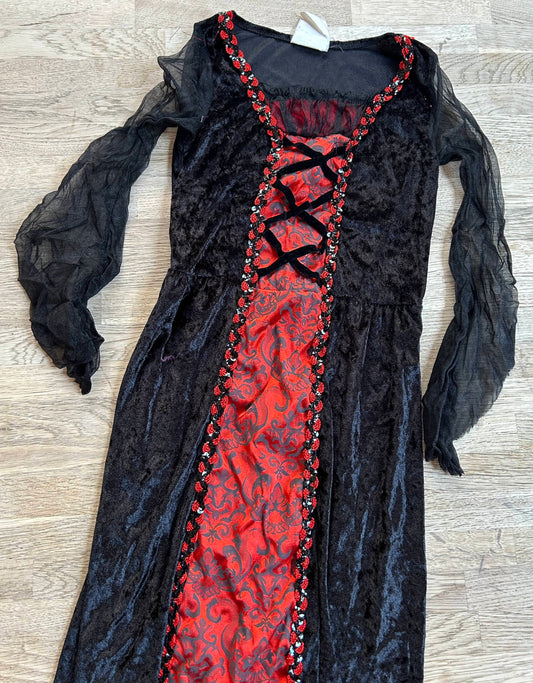 Long Black & Red Dress (Pre-Loved) Size Child Large - Spirit Halloween