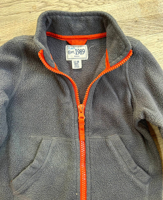 Gray Fleece Zip-Up Sweatshirt (Pre-Loved) Size 12-18 Months - Children's Place