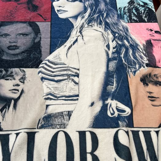 Collage of a person with a patterned background featuring various images and text.