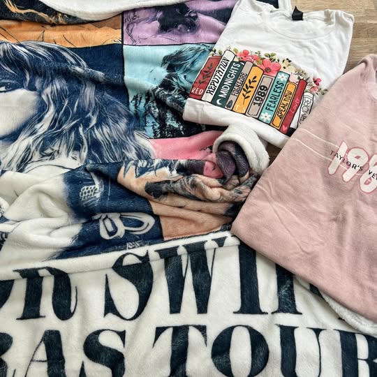 Blanket and two t-shirts from taylor swift that are gently used