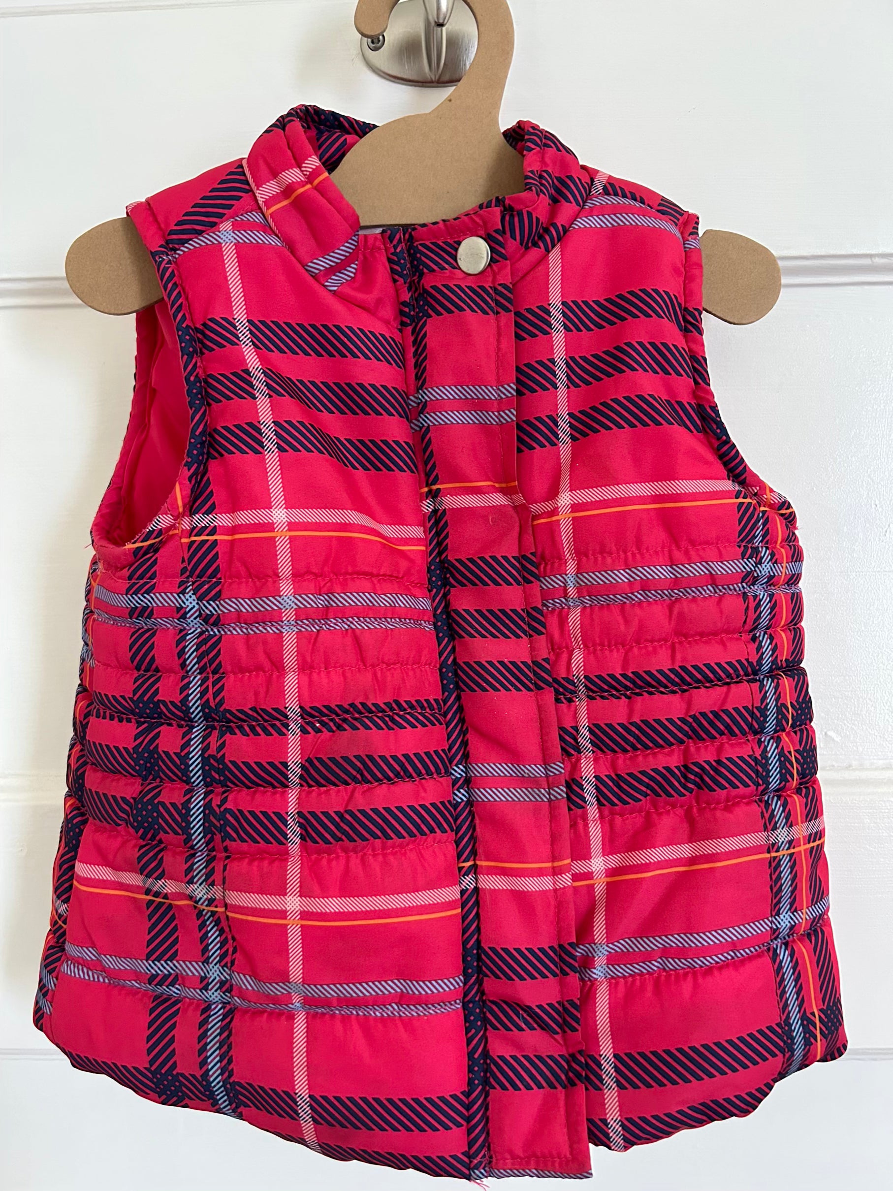 Red Plaid Puffer Vest (Pre-Loved) Size 24 Months