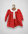 Vintage-Style Red Floral Dress – Size 18 Months – Handmade