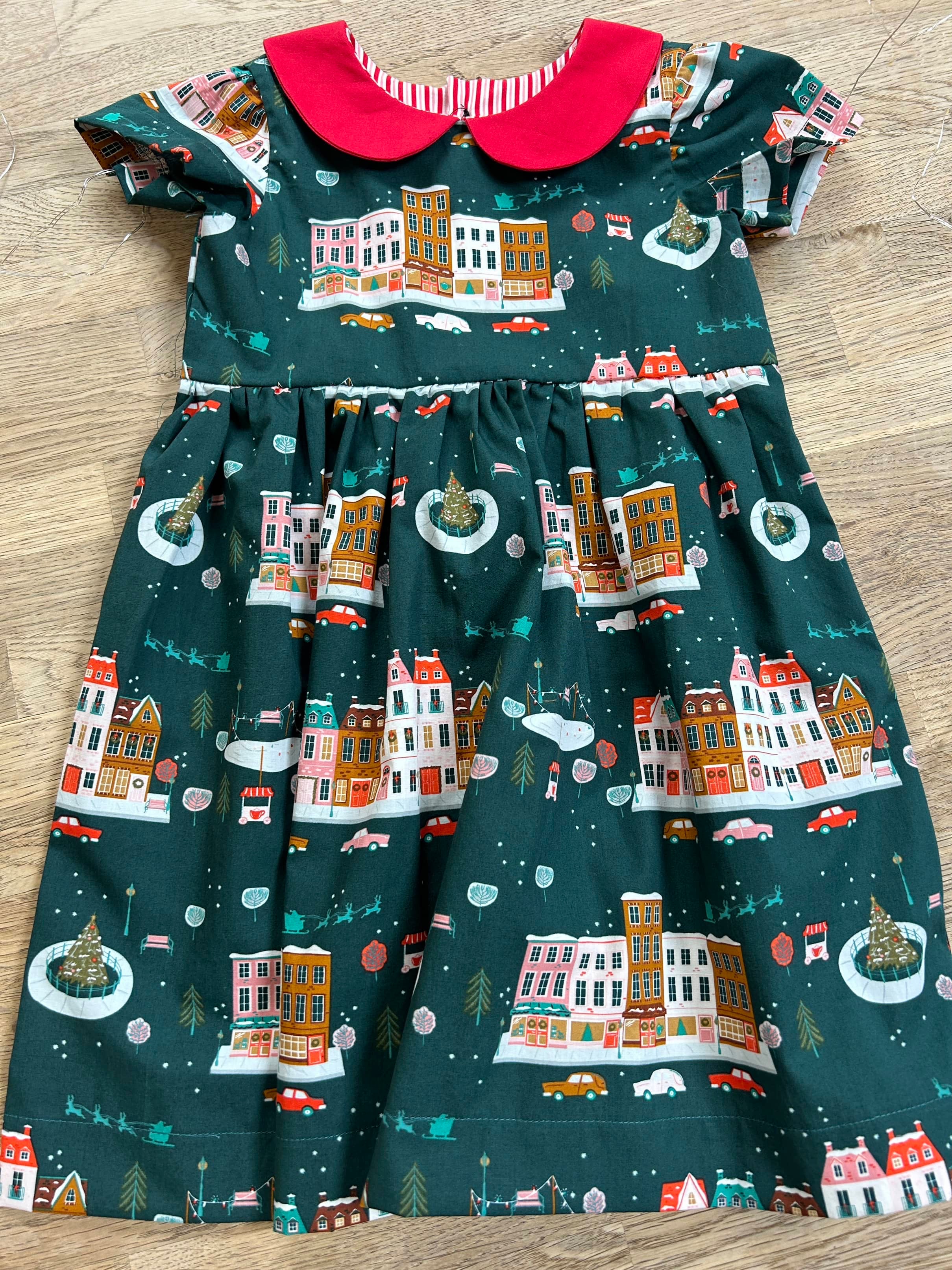 Charming Holiday Village Peter Pan Collar Dress - Perfect for Festive Fun! | Size 3t