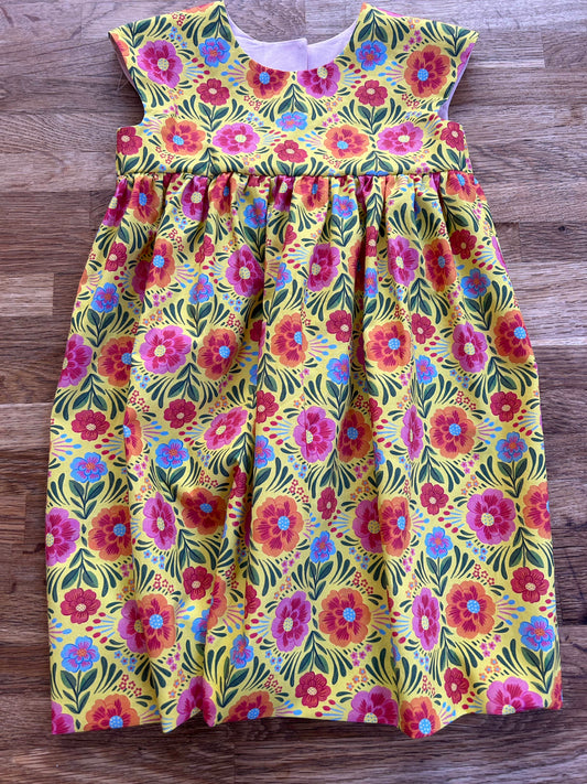 Yellow and Pink Flowers Dress (MADE TO ORDER)