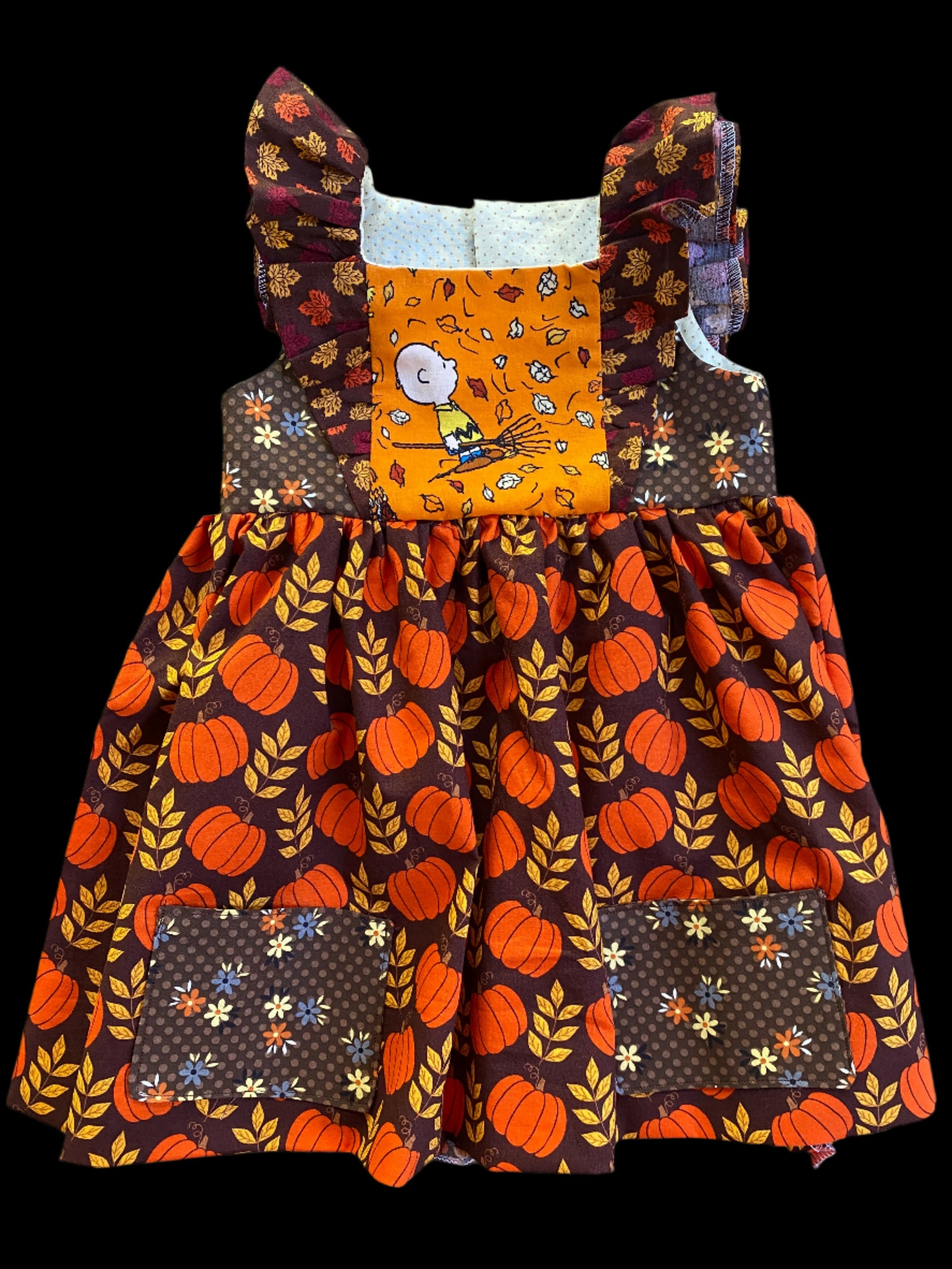 Pumpkin Dress with Flutter Sleeves - Sample Size 3t