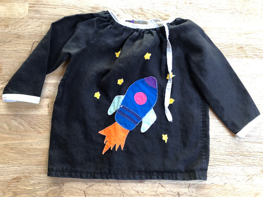 Black Linen Space Shirt - Size 3/4t (Pre-Loved)