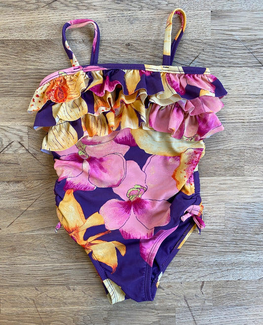 Purple Floral Bathing Suit - Size 2T