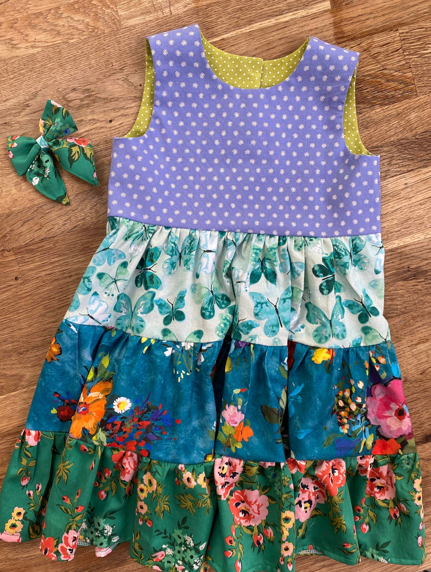Blue & Green Floral Dress (SAMPLE) Size 4 - Ready to Ship