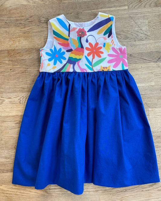 Royal Blue Mexican Inspired Otomi Animals Dress (MADE TO ORDER)