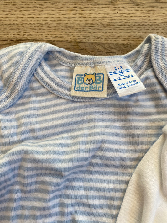 Bob der Bar Blue Striped Onesie Set (Pre-Loved) Size 2-3 months