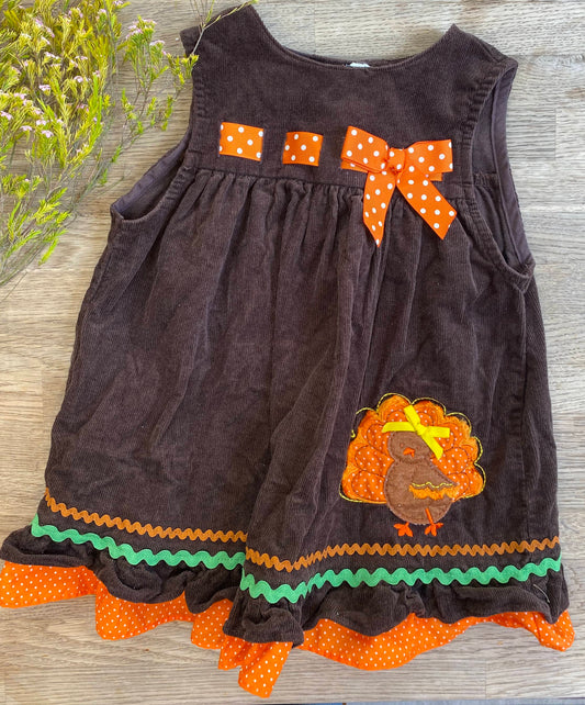 Brown Corduroy Turkey Dress (Pre-Loved) Size 24 Months
