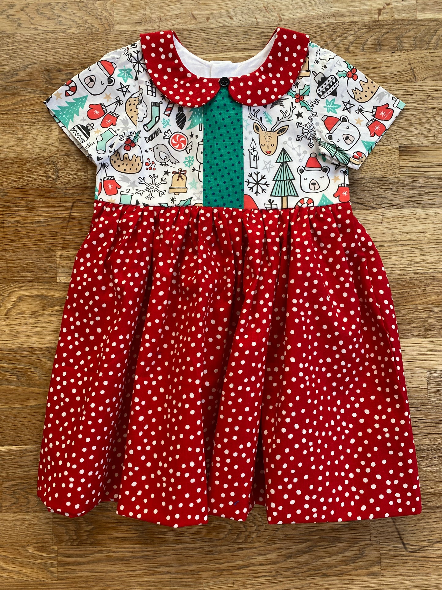 Red & White Polka Dot Holiday Dress - Candy Canes and Reindeer - Size 4t