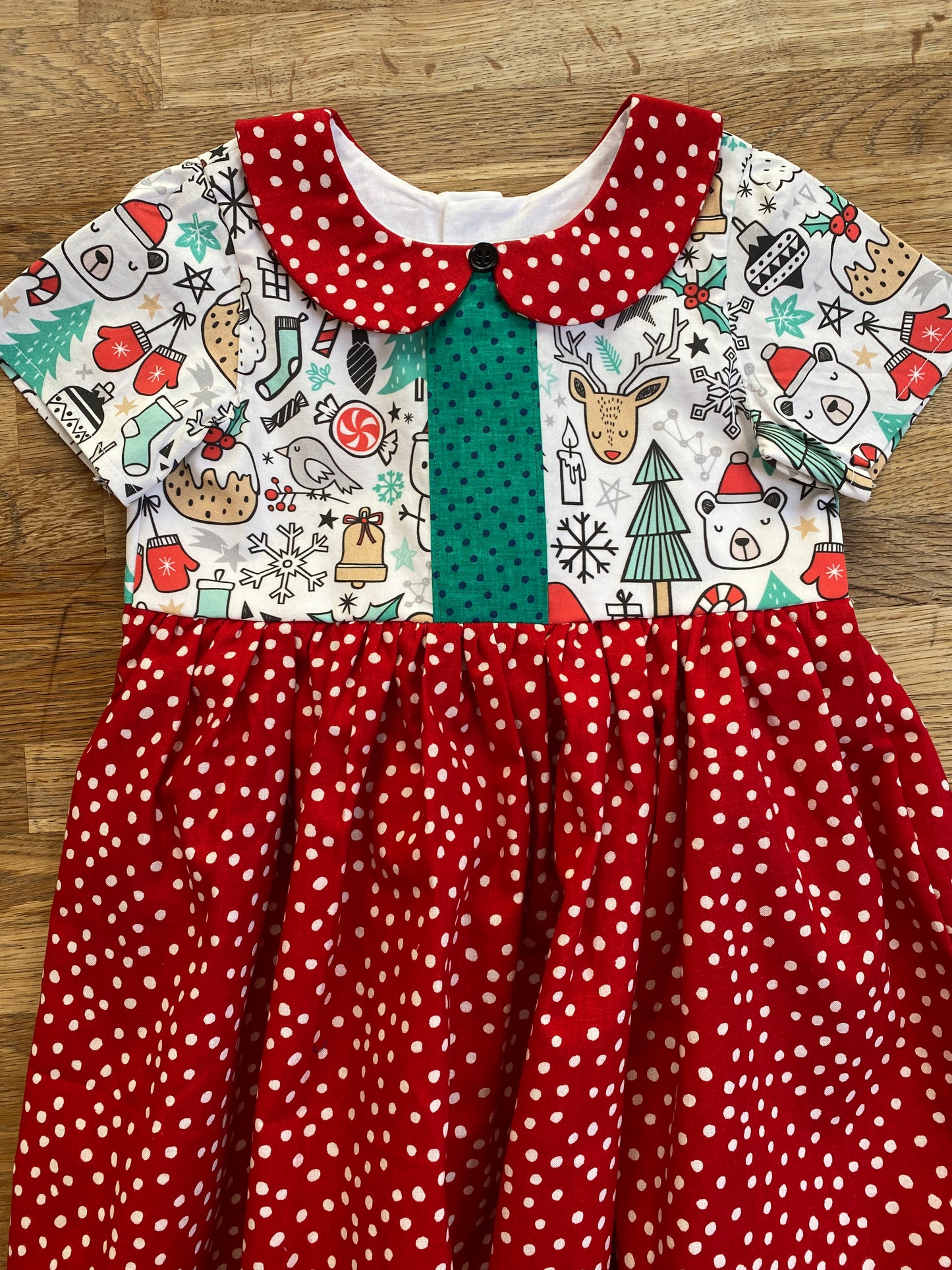 Red & White Polka Dot Holiday Dress - Candy Canes and Reindeer - Size 4t