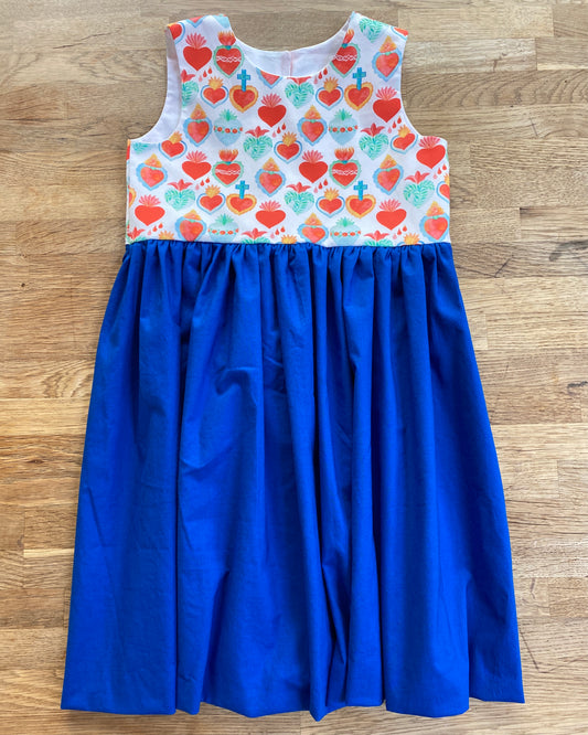 Corazon Dress - Royal Blue Sacred Hearts Dress - (NEW) - Size 6/7 - Ready to Ship