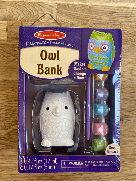 Melissa and Doug Owl - Decorate Your Own Owl Bank (NEW / UNOPENED)