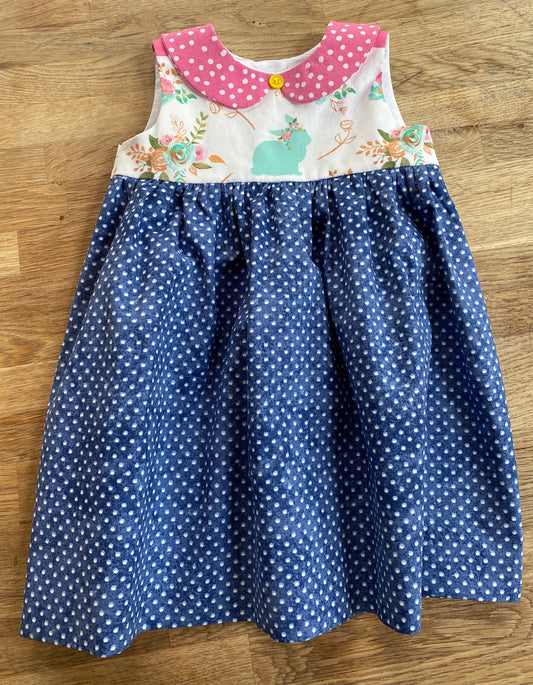 Pink and Blue Bunny Dress (NEW) - 2t