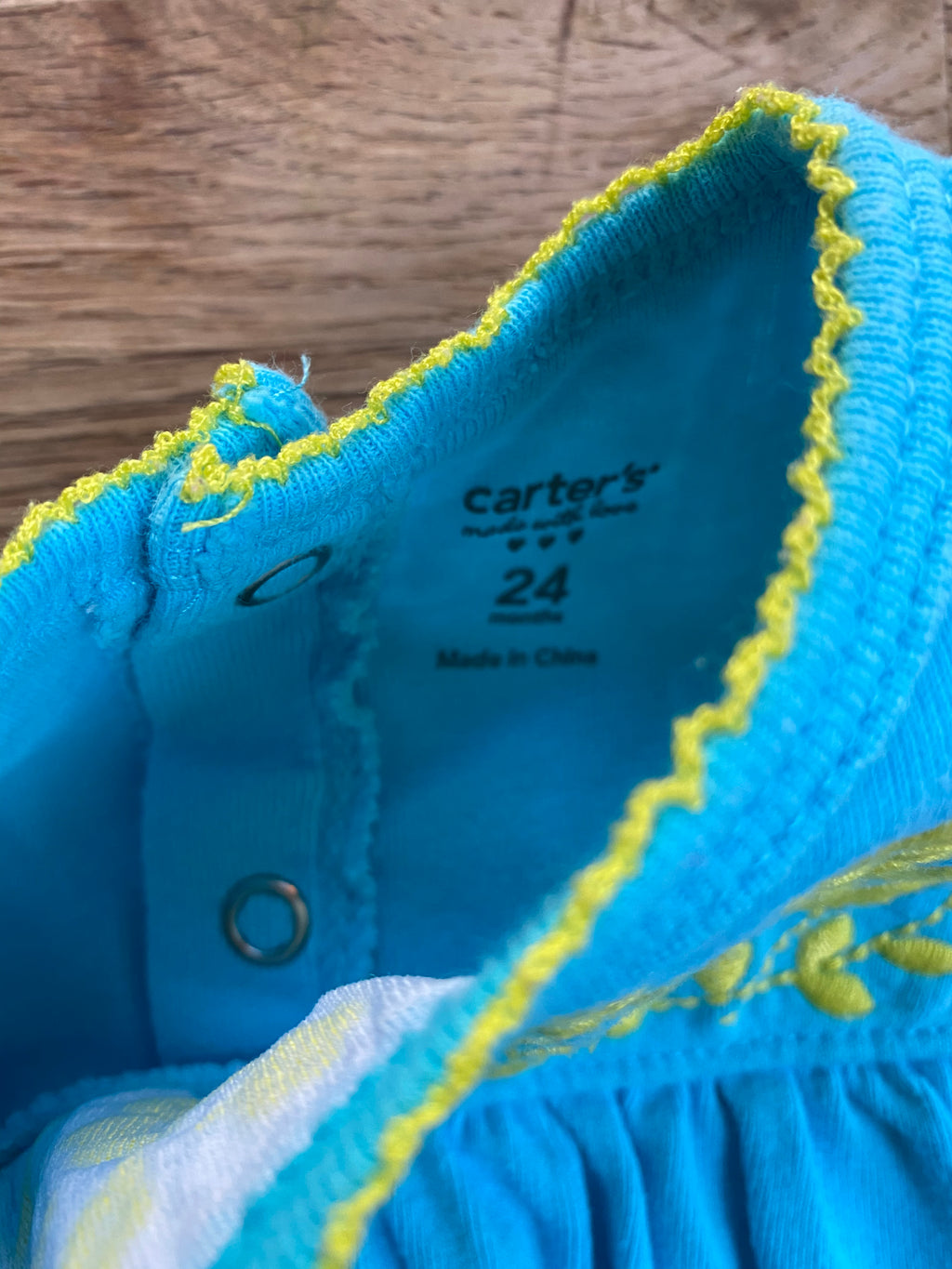 Blue Flutter Sleeves Top by Carter's 24 mo (Pre-loved)