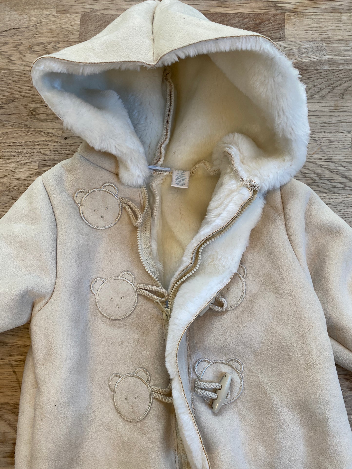 First Impressions - Infant Snowsuit - Suede with Faux Fur Lining (Pre-Loved) 3-6Mo