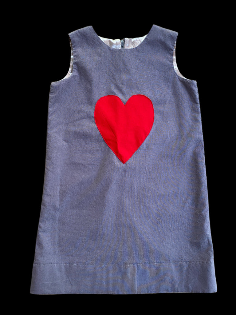 Gray A-line Dress with Heart Applique