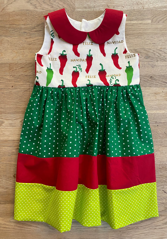 Vintage Style, Red Jalapeno Feliz Navidad Dress - (NEW) - Size 5