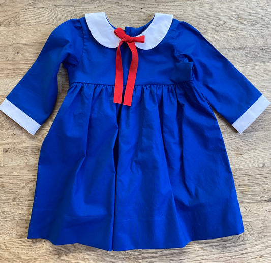 Royal Blue Madeline Inspired Dress with Peter Pan Collar (MADE TO ORDER)