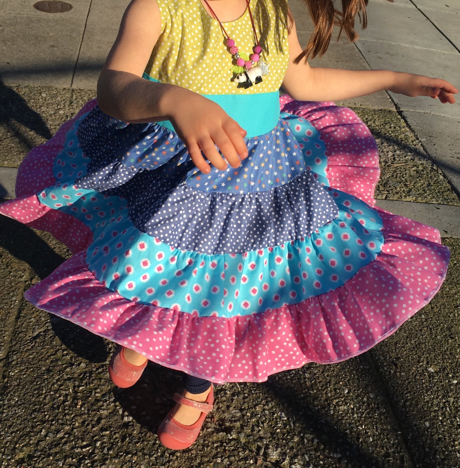 Patchwork Twirly Dress Made to Order with Dress that features 4 tiers on the gathered skirt