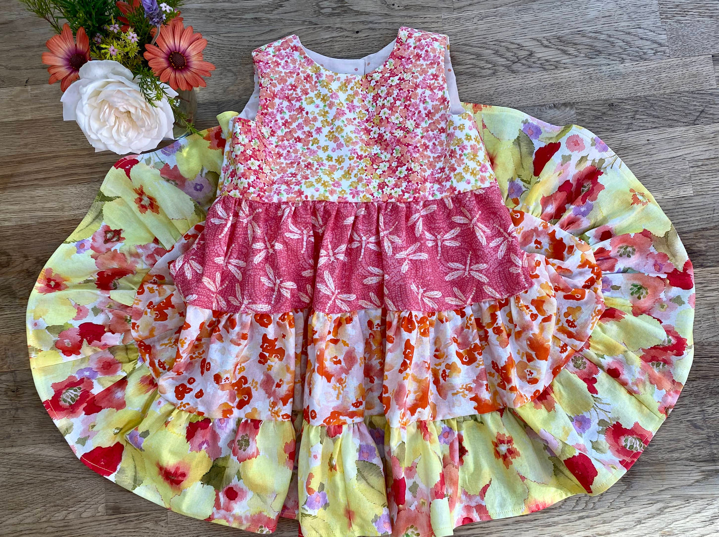 Pretty Pink Floral Dress (SAMPLE) Size 3t - Ready to Ship