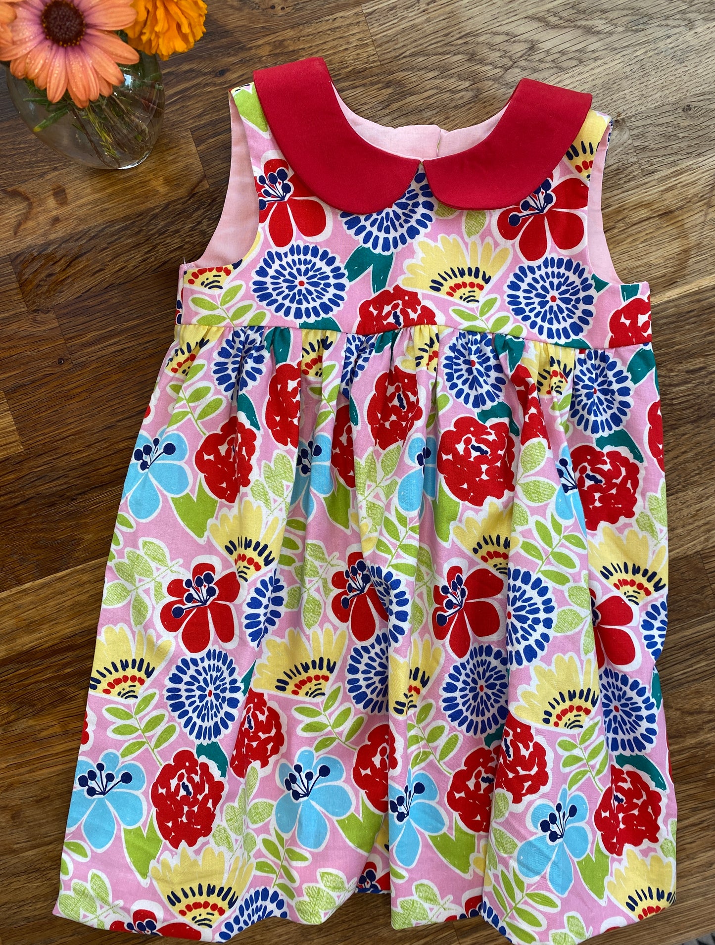 Pink & Red Floral Garden Dress (NEW) 2t - Ready to Ship