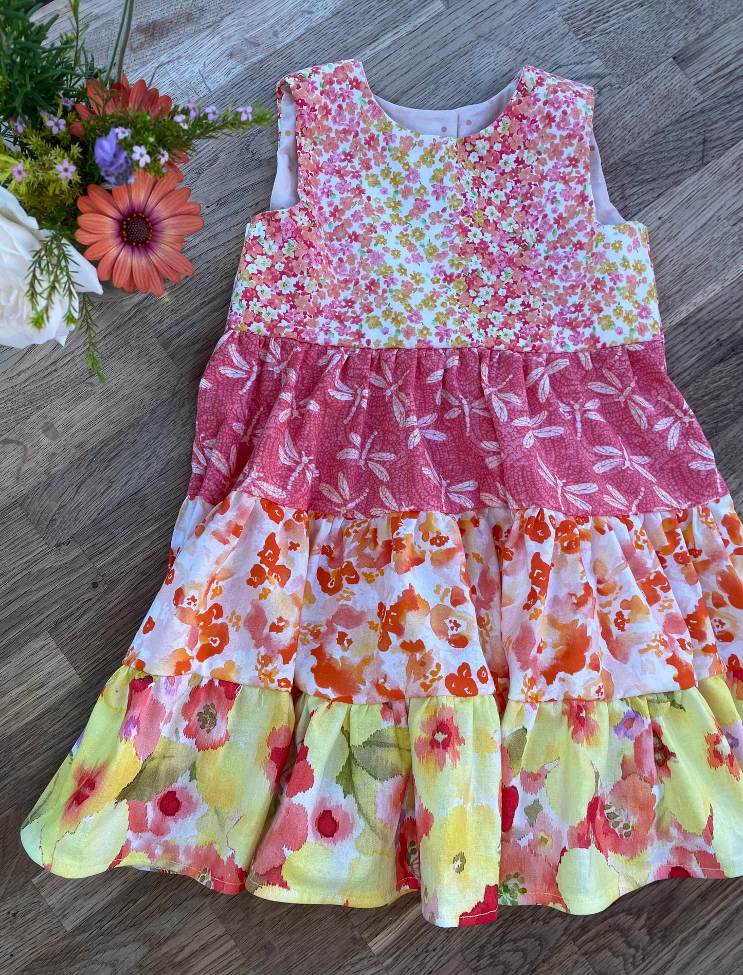 Pretty Pink Floral Dress (SAMPLE) Size 3t - Ready to Ship