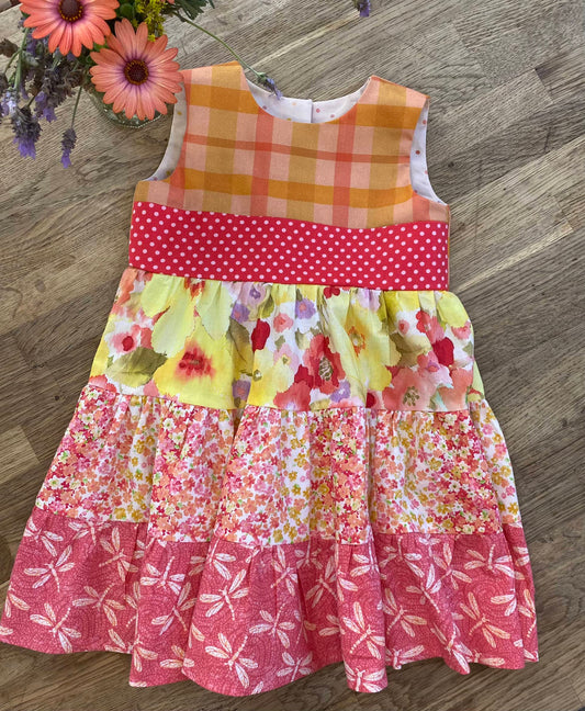 All the Pretty Flowers Pink Patchwork Dress (NEW) Size 3 - Ready to Ship