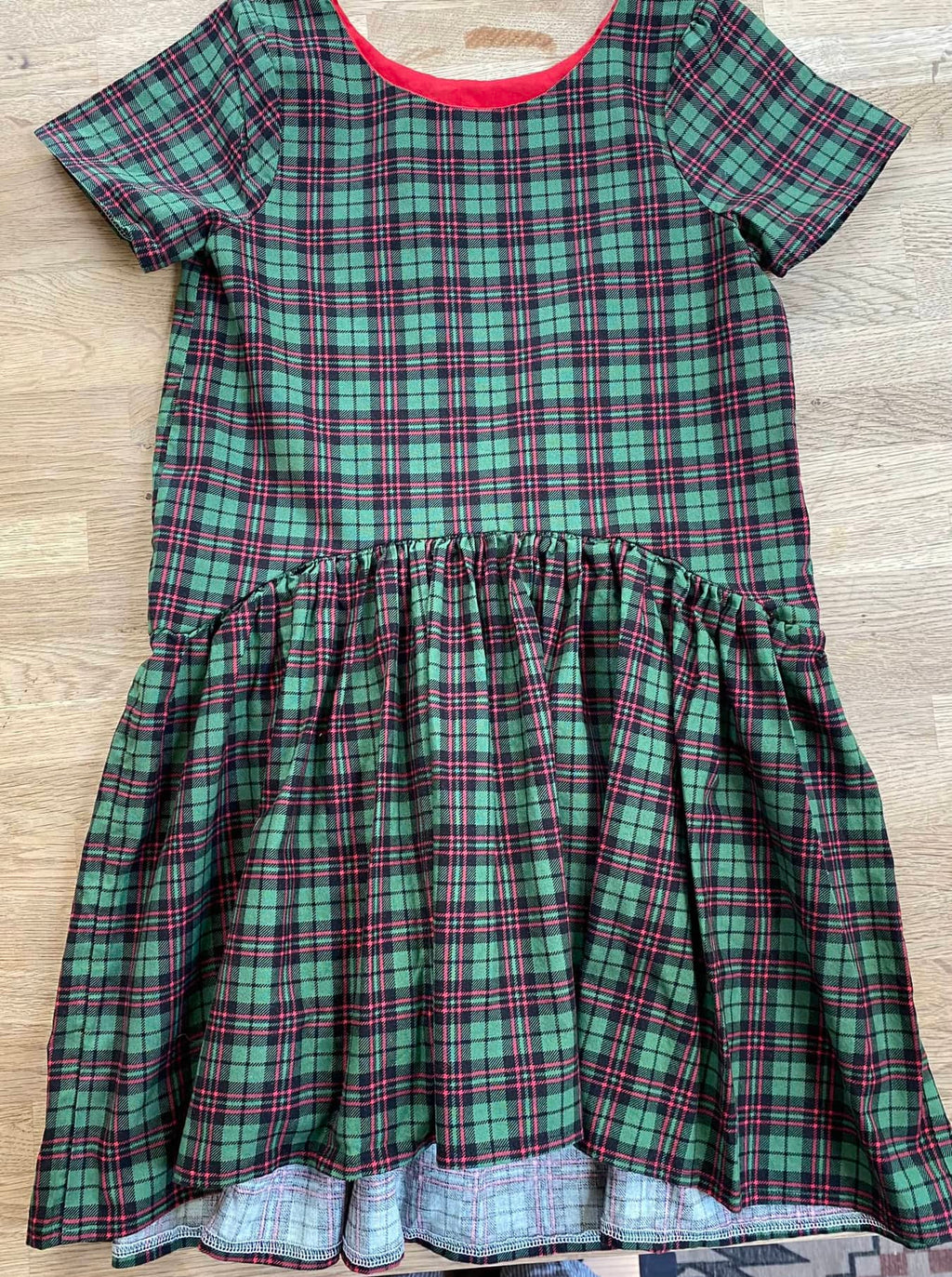 Green Plaid Dress with High-Low Waist (Pre-Loved) Size 10