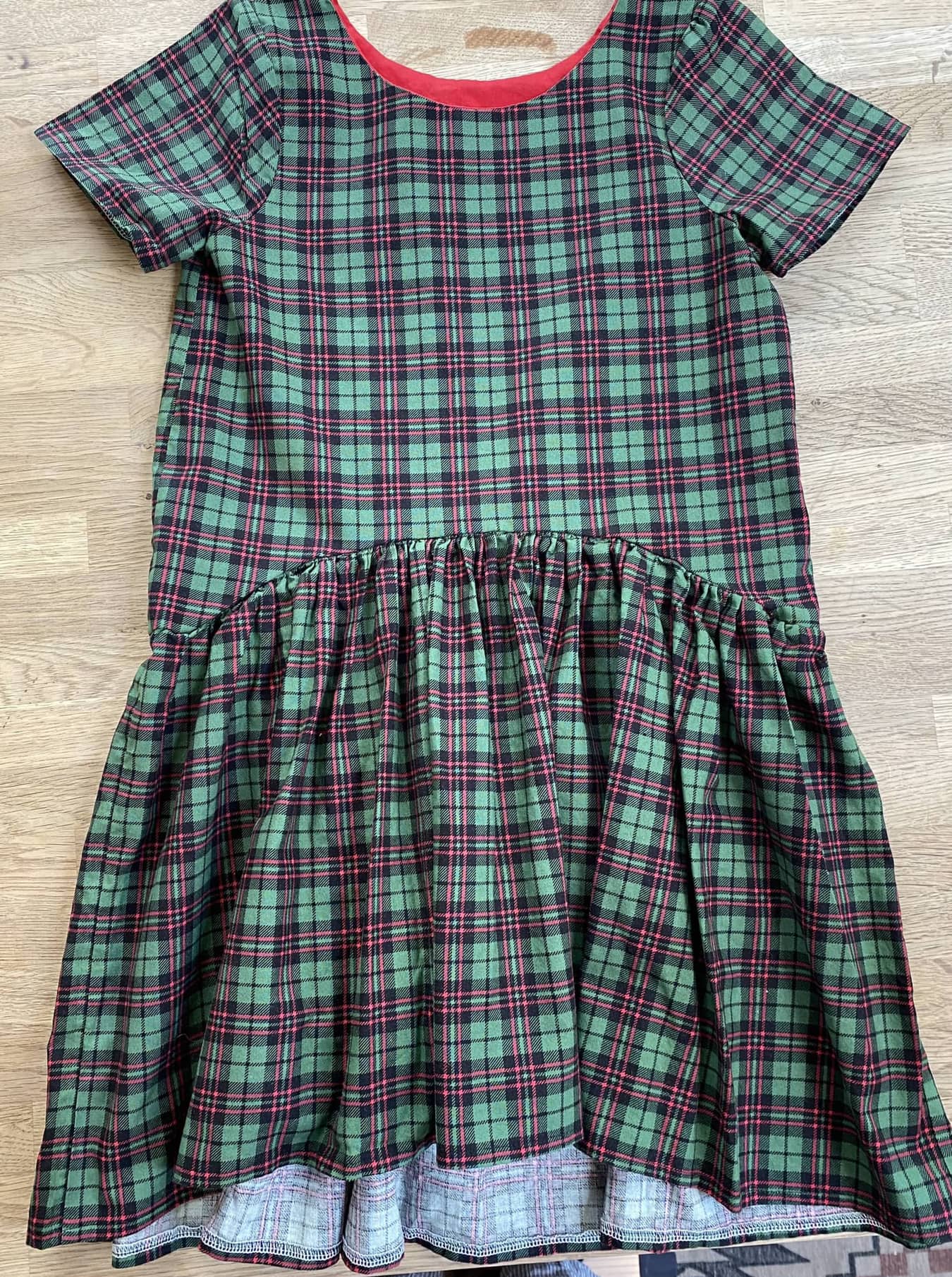 Green Plaid Dress with High-Low Waist (Pre-Loved) Size 10