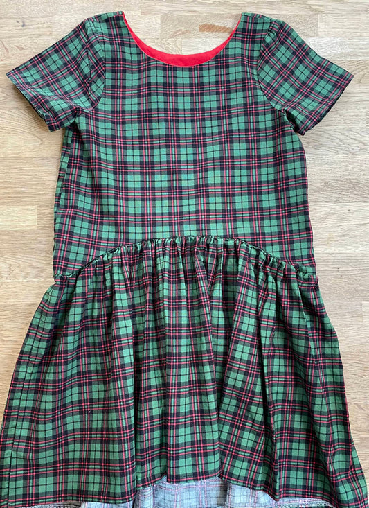 Green Plaid Dress with High-Low Dress (Pre-Loved) Size 10