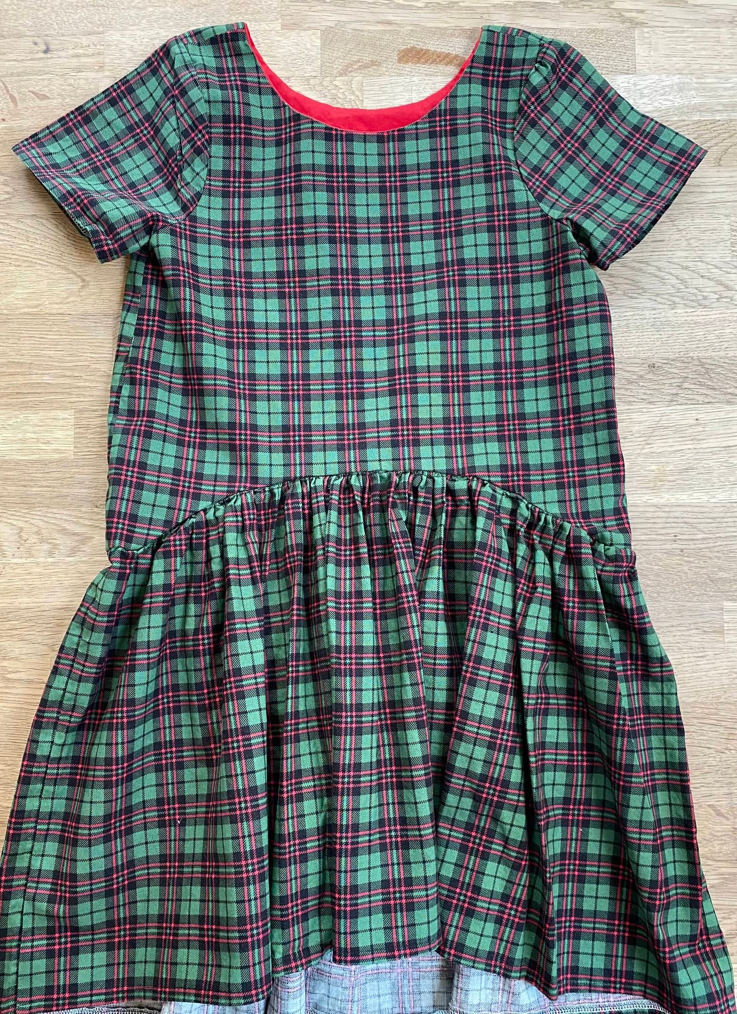 Green Plaid Dress with High-Low Dress (Pre-Loved) Size 10