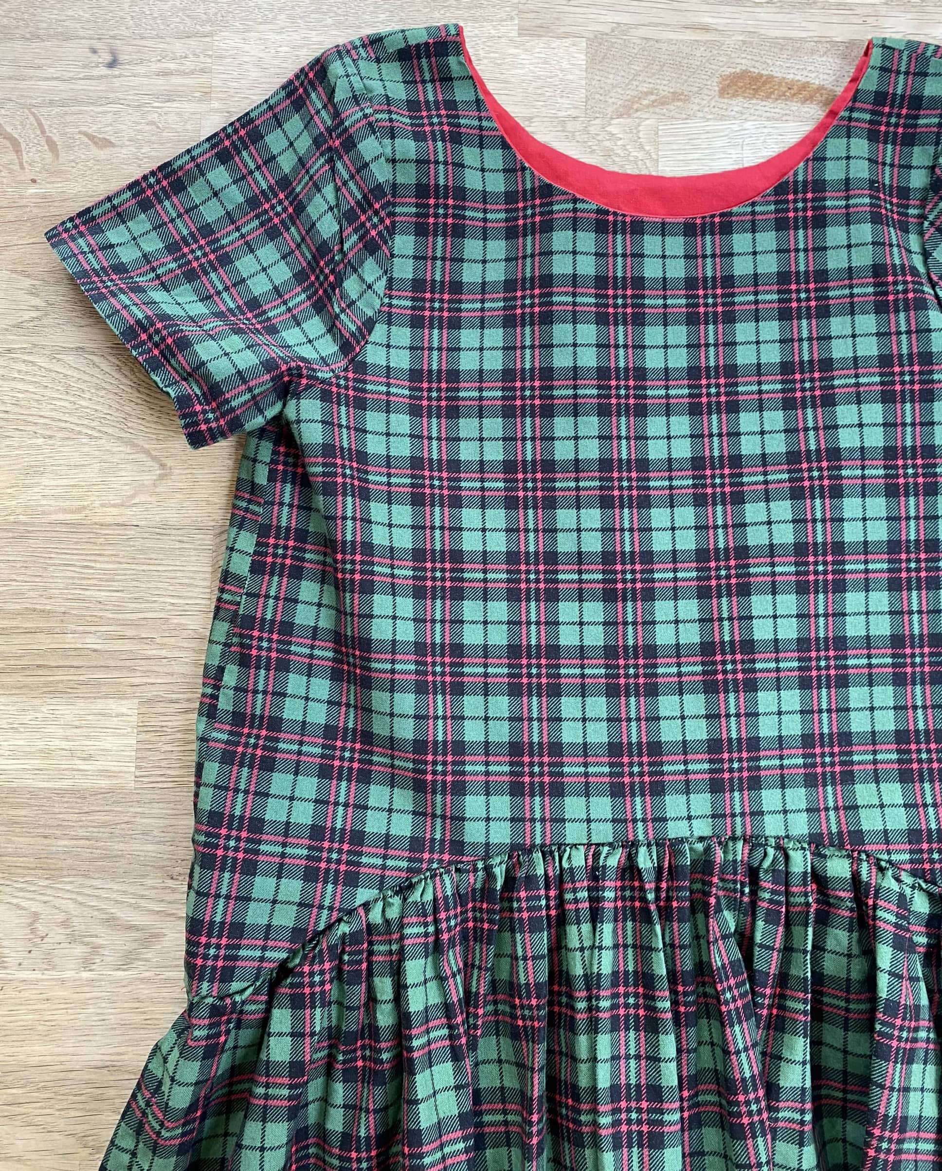 Green Plaid Dress with High-Low Waist (Pre-Loved) Size 10